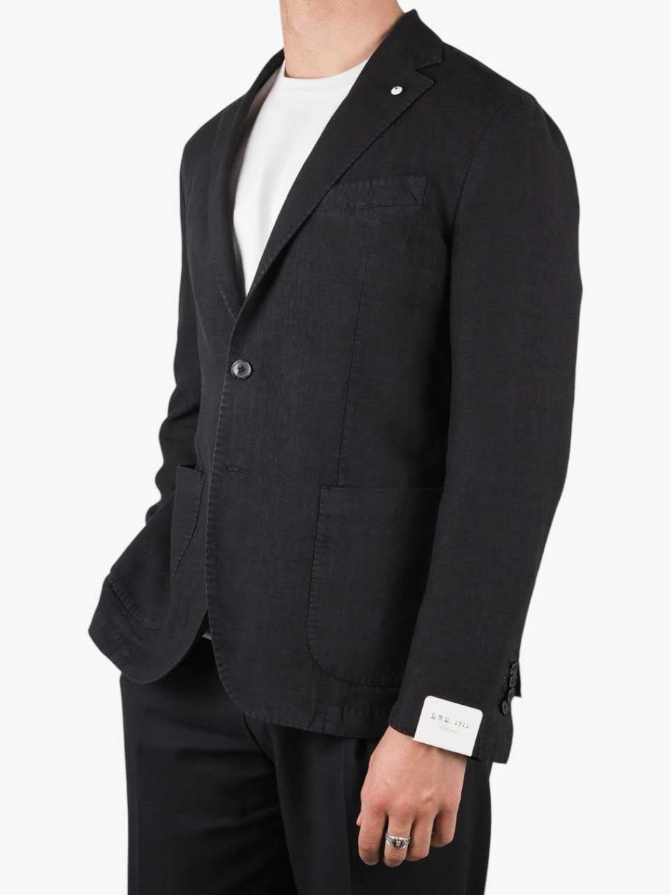 Linen Jacket Notch Lapel Black
