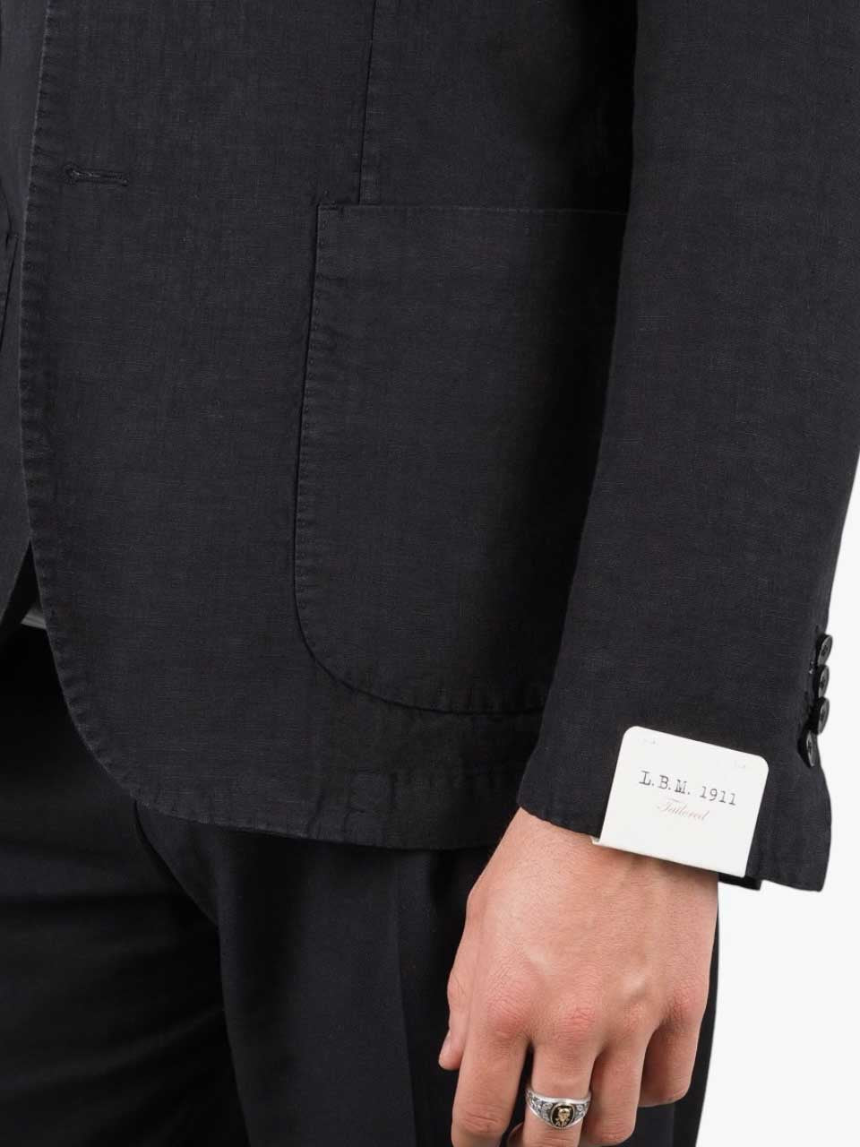 Linen Jacket Notch Lapel Black