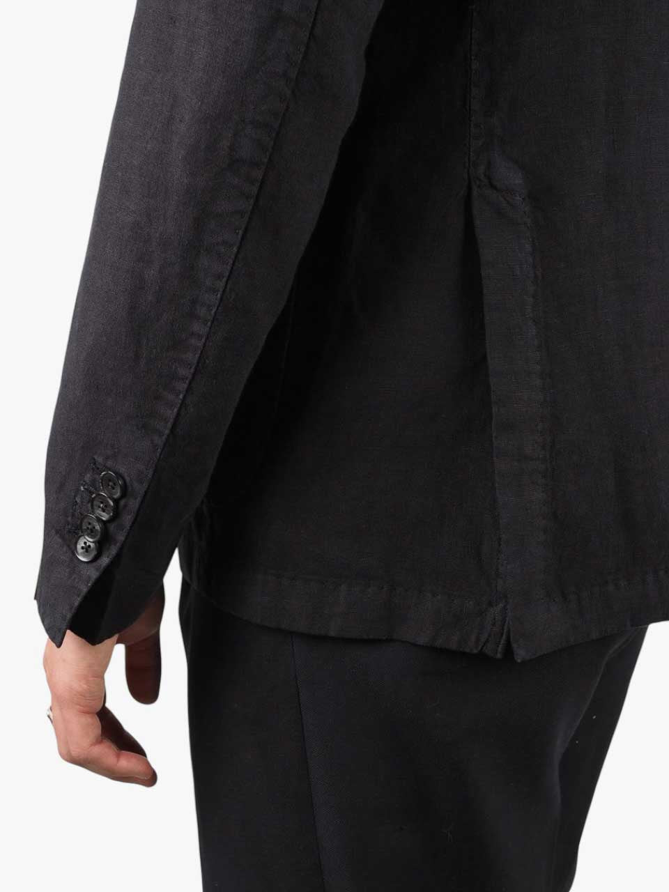 Linen Jacket Notch Lapel Black