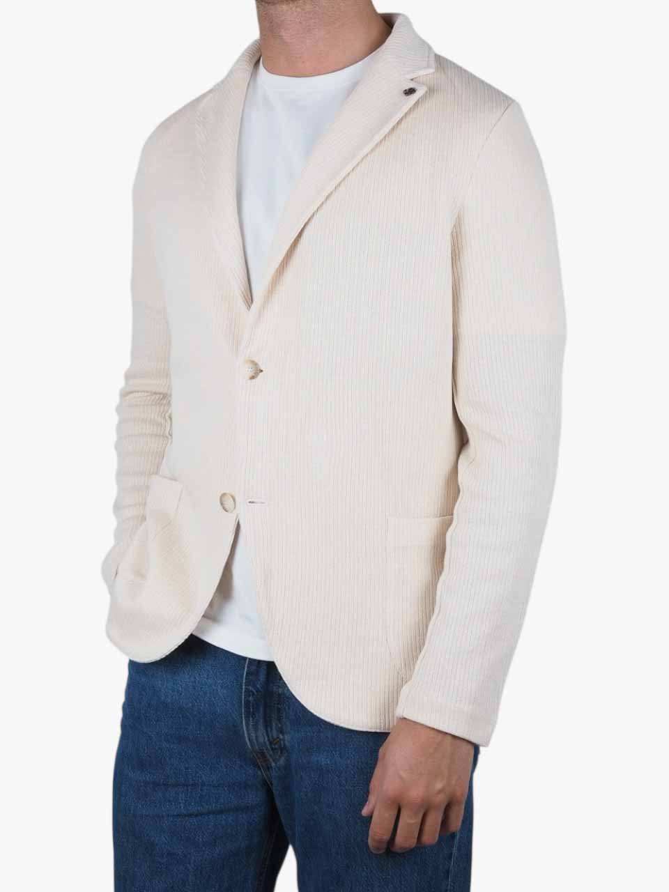Knitted Linen Cotton Blazer Cream