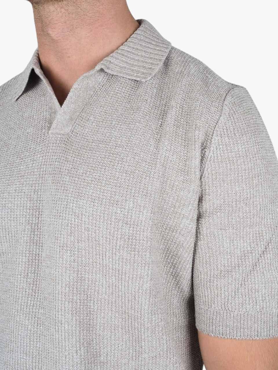 Linen Cotton Knitted Polo Sand