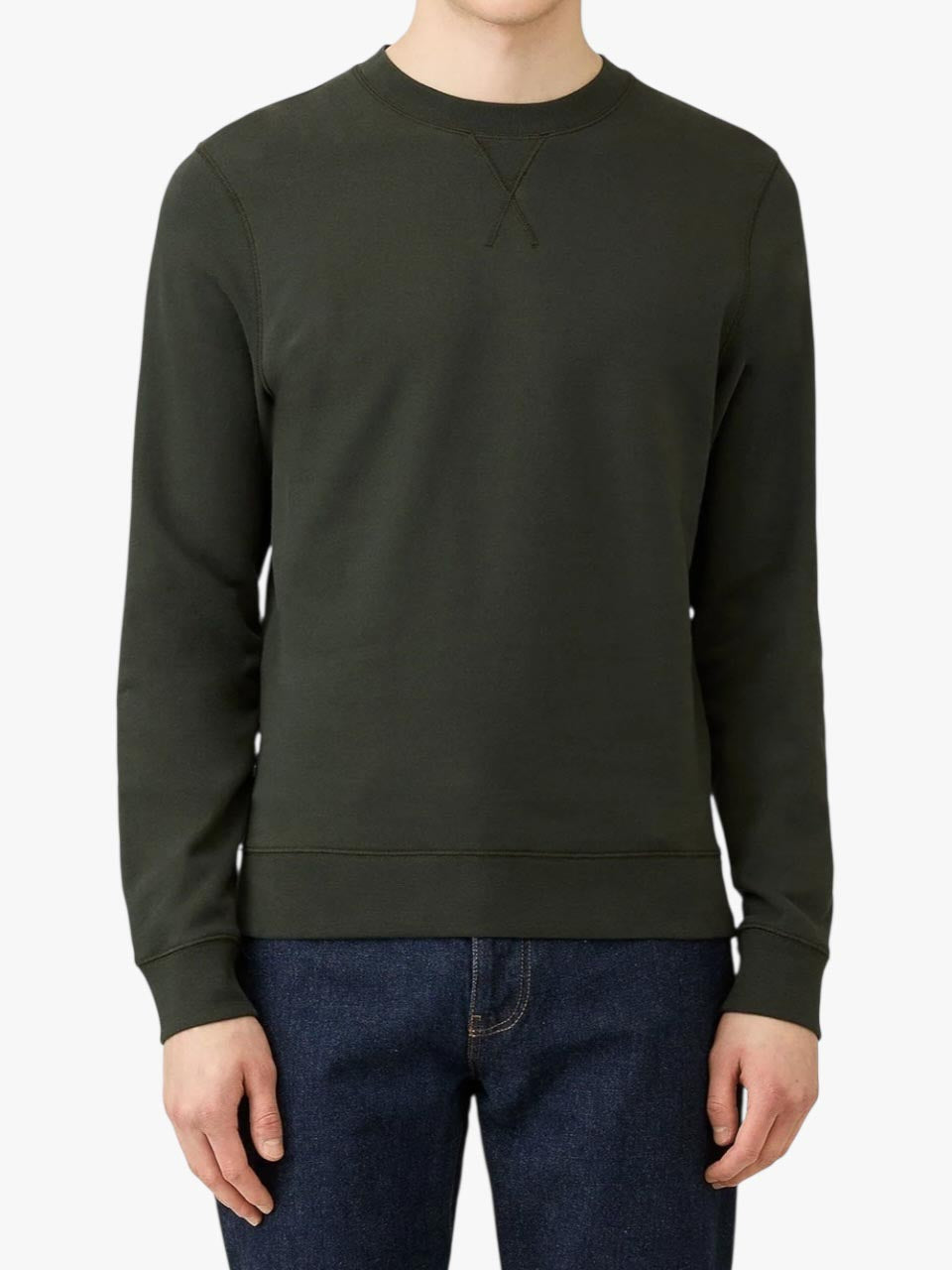 Sunspel Cotton Loopback Sweatshirt In Dark Green