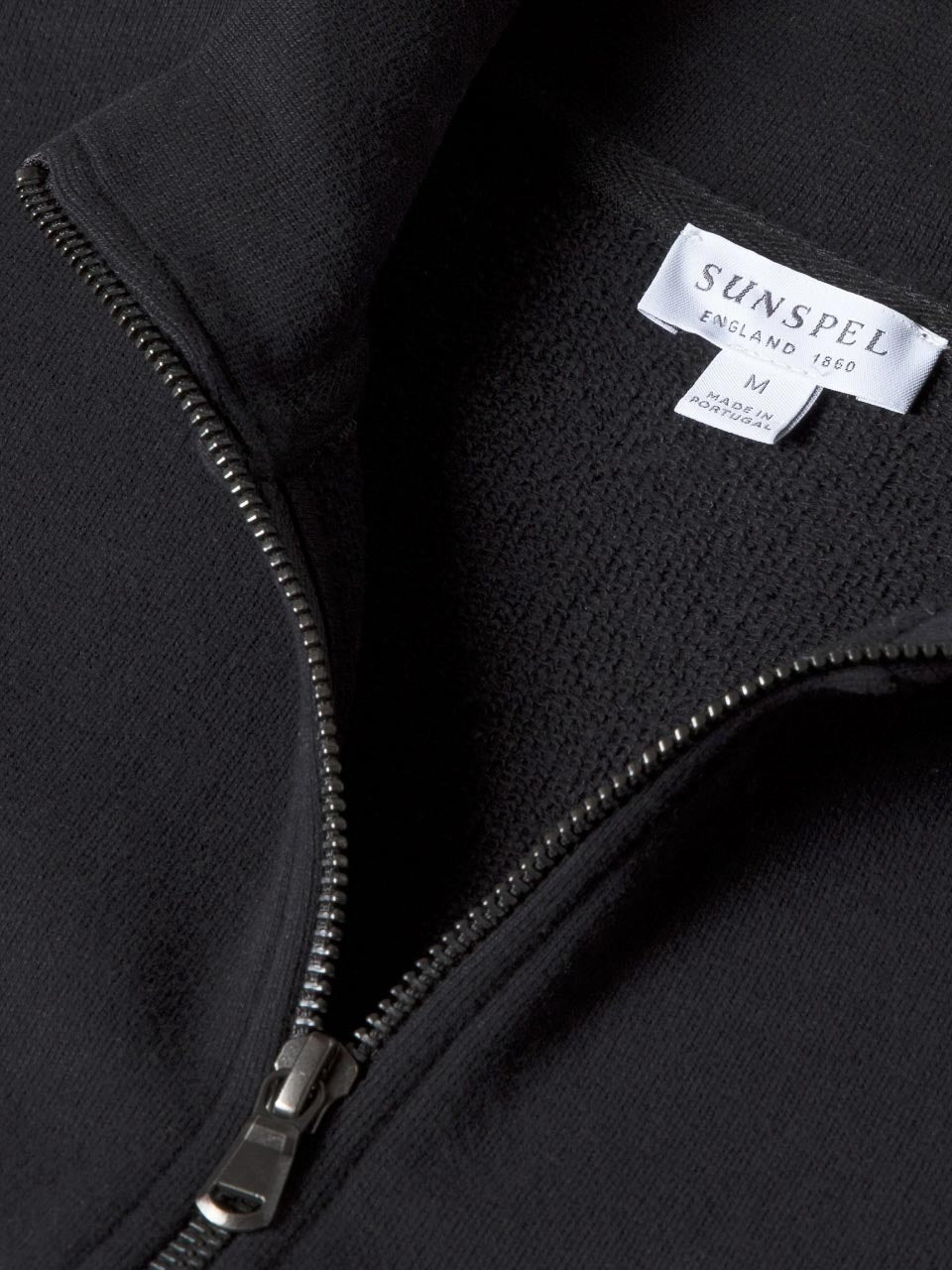 Sunspel Half Zip Loopback Sweatshirt Black