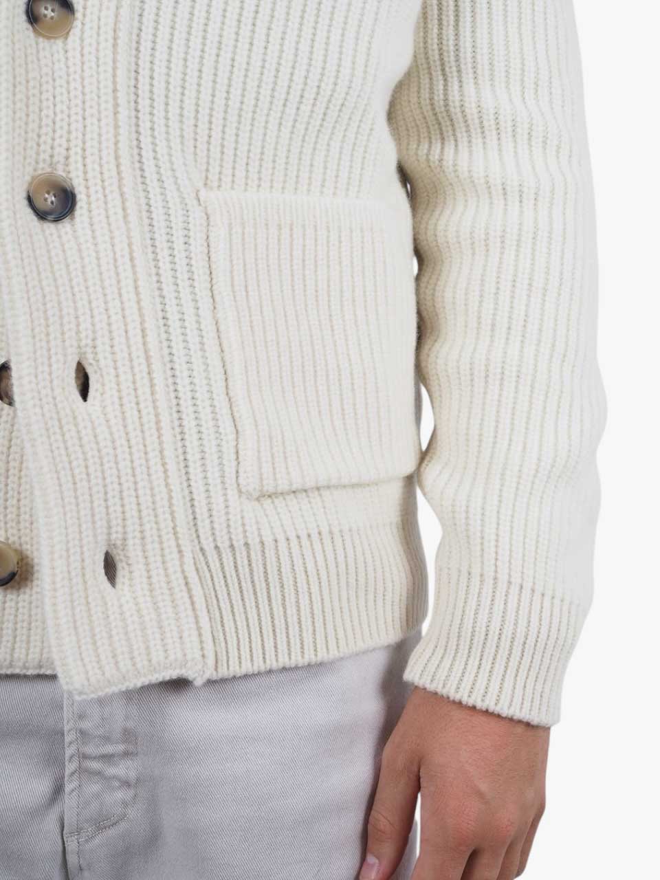 Wool Cashmere Cardigan White