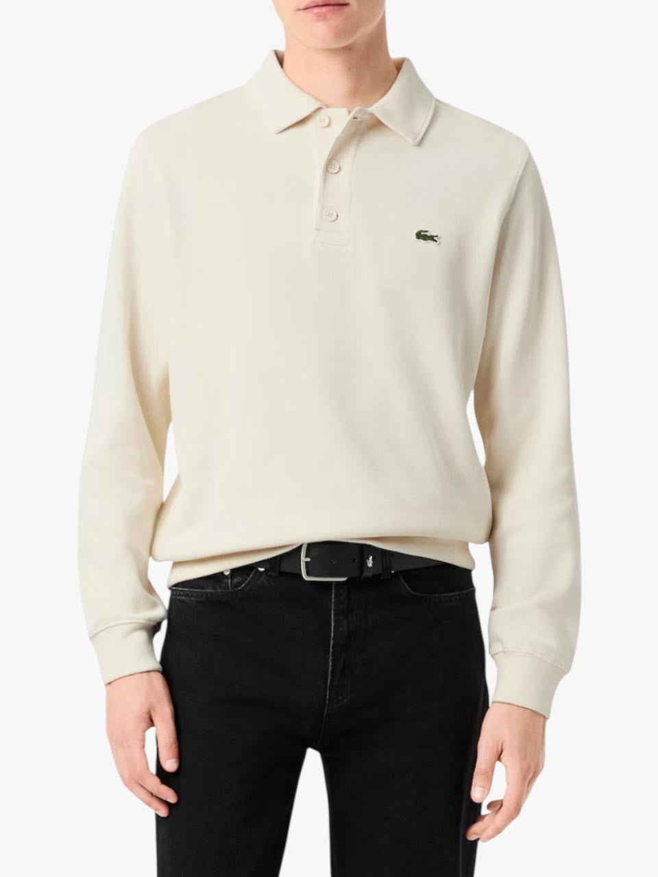Ribbed Cotton Polo Collar Sweatshirt
