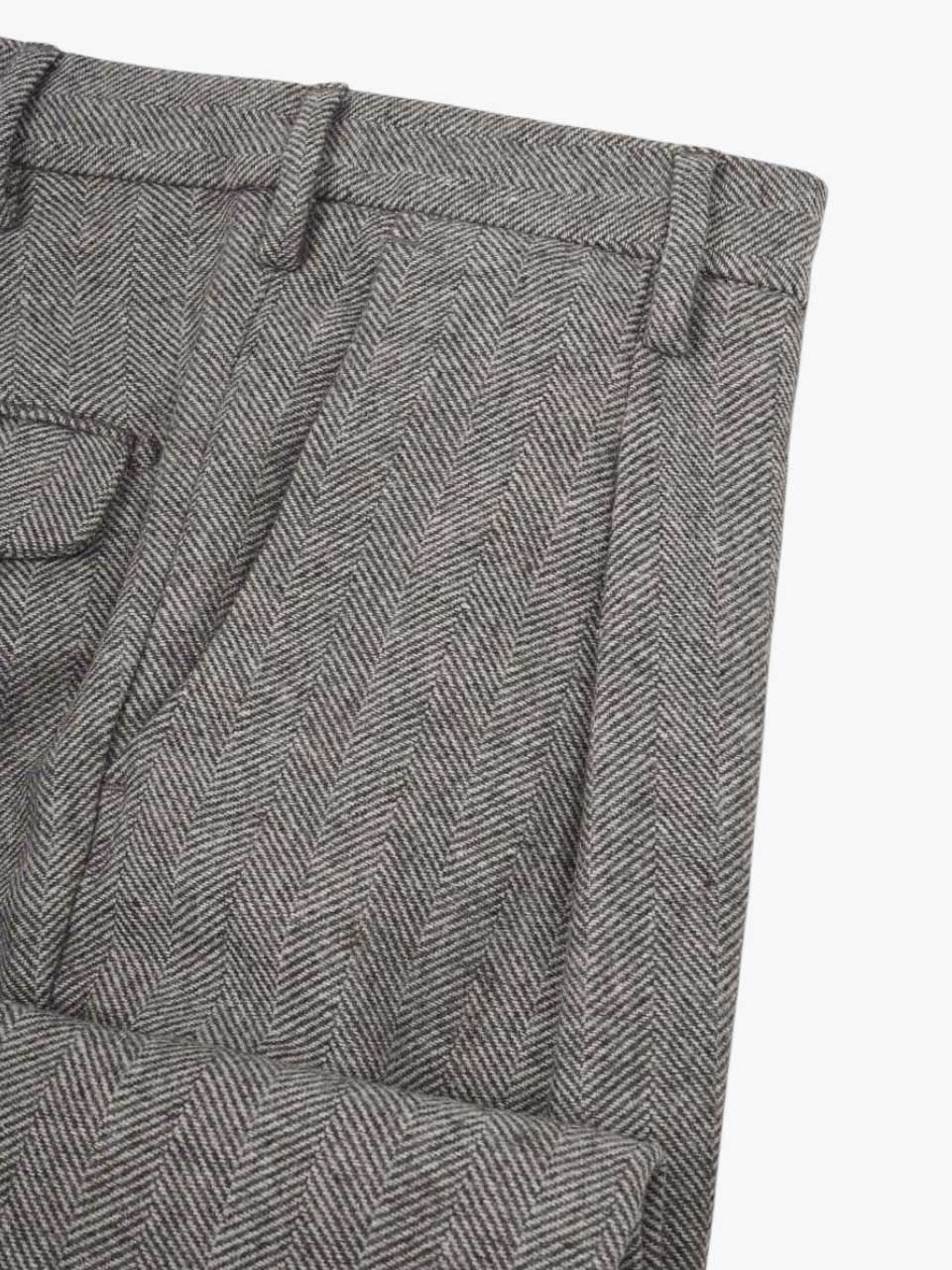 Myths Herringbone Trousers Pleats Grey