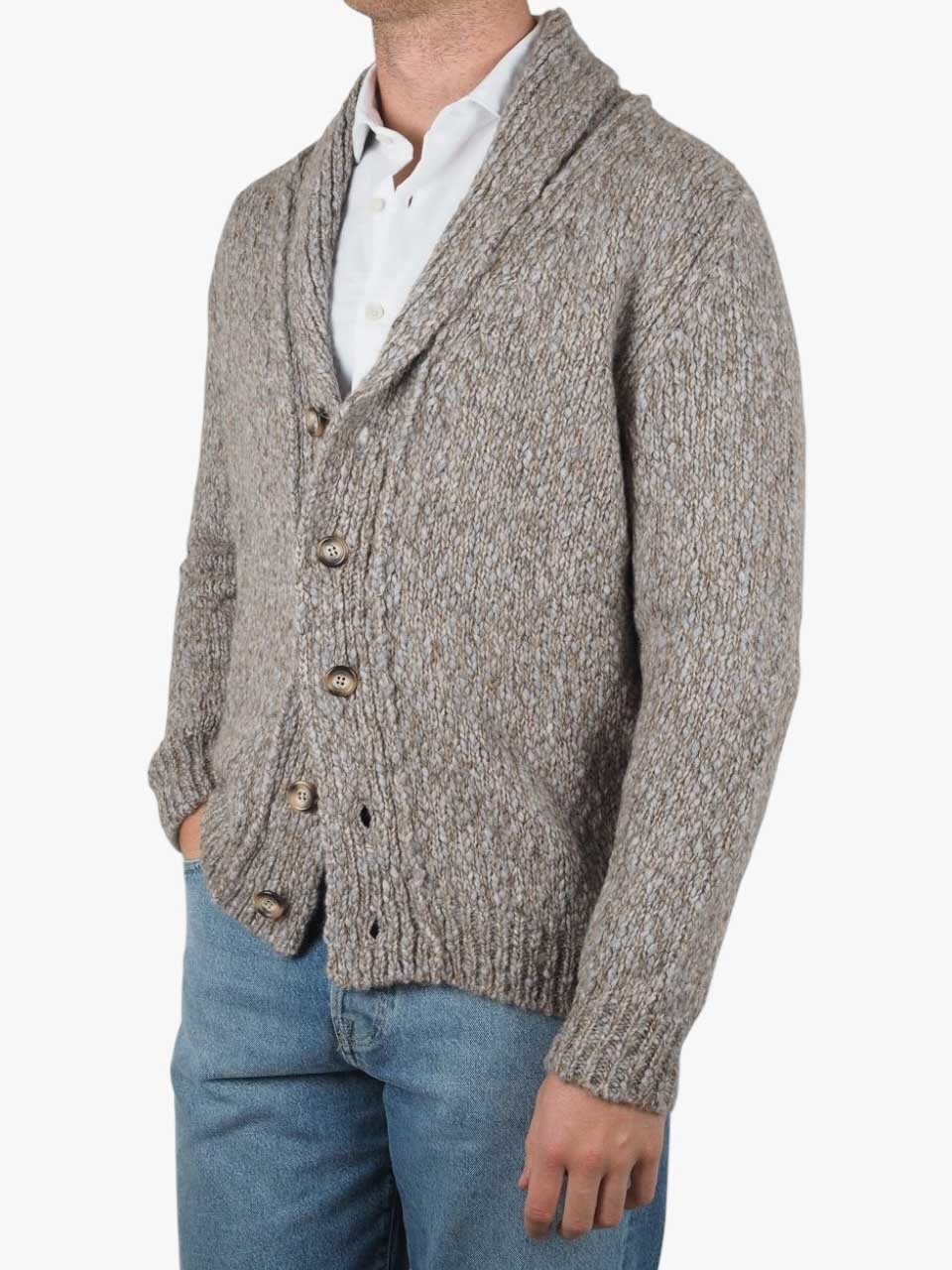 Morgano Wool Alpaca Cardigan Beige