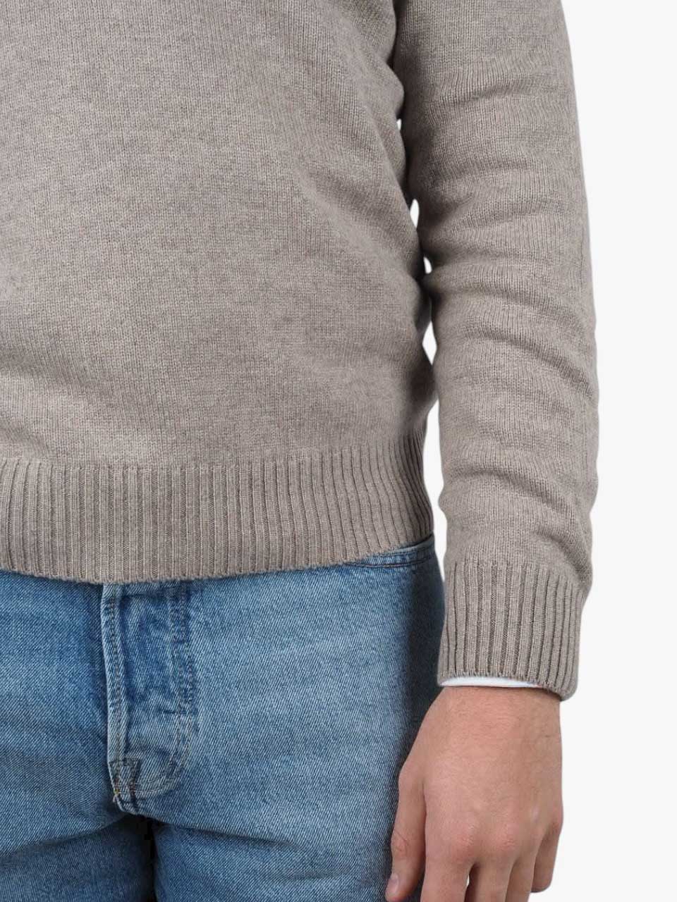 Half Zip Wool Sweater Beige