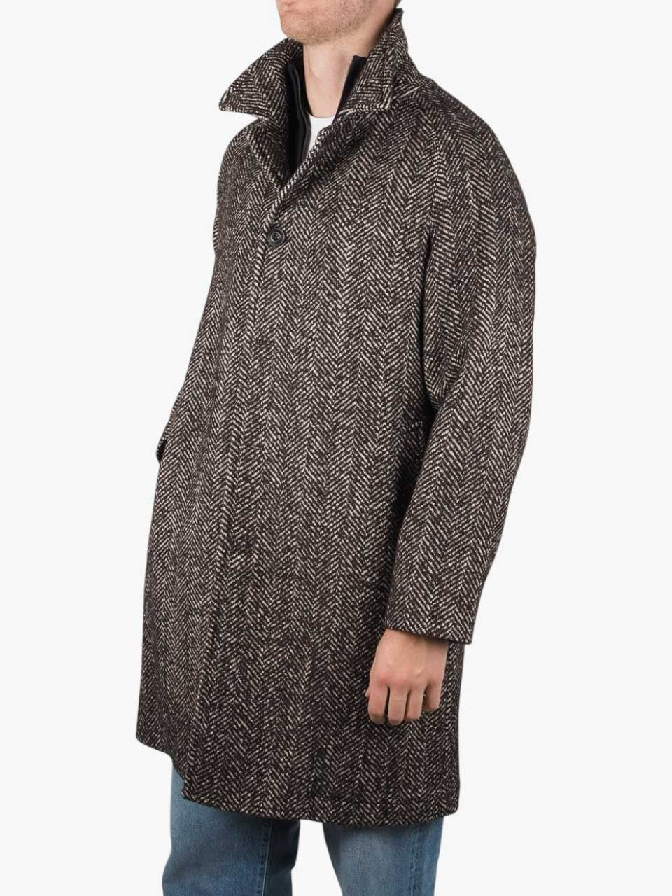 Ovesize Herringbone Wool Coat Brown