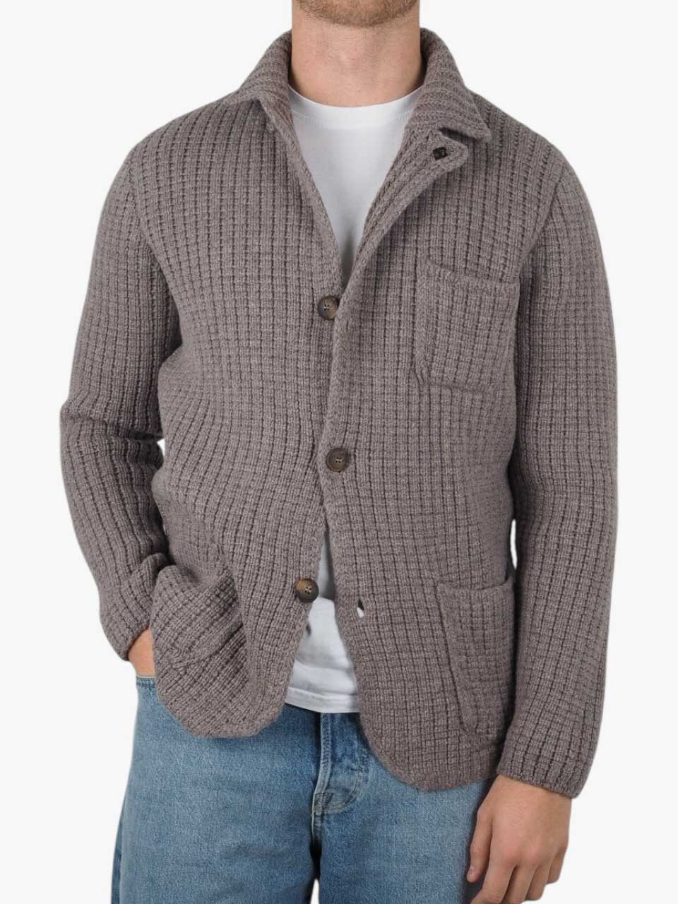 Gran Sasso Knitted Wool Cardigan Off Black