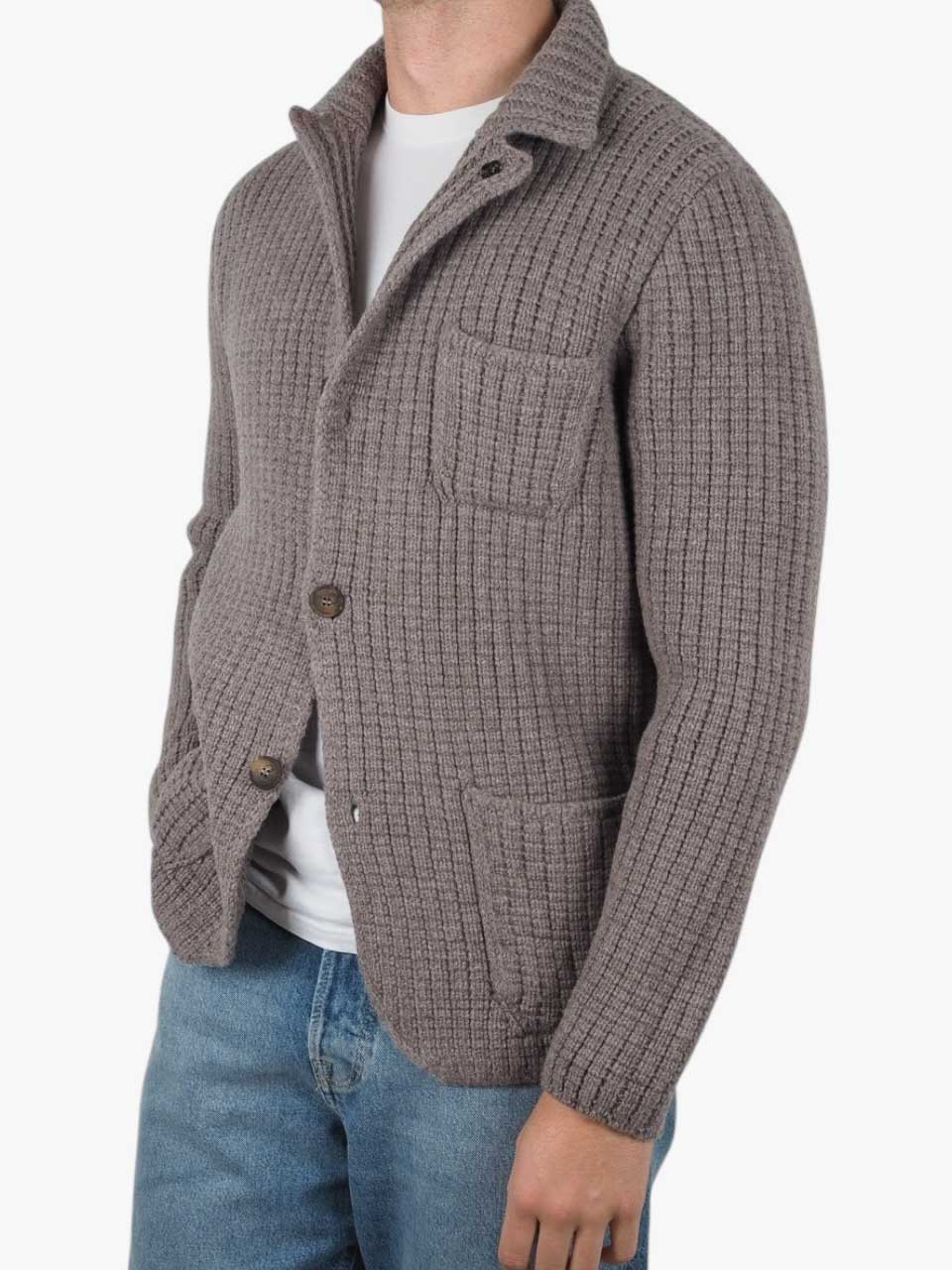 Gran Sasso Knitted Wool Cardigan Off Black