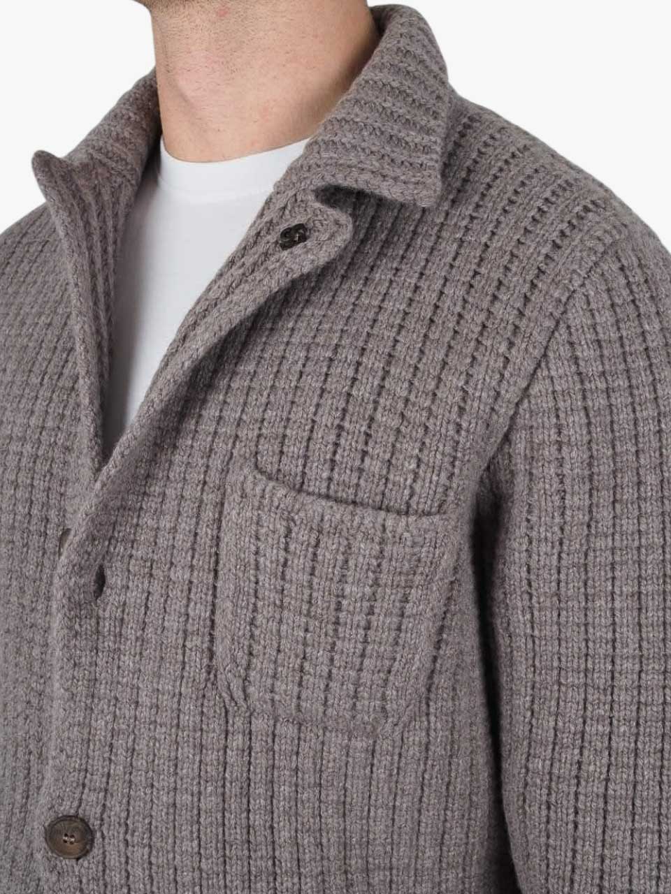 Gran Sasso Knitted Wool Cardigan Off Black