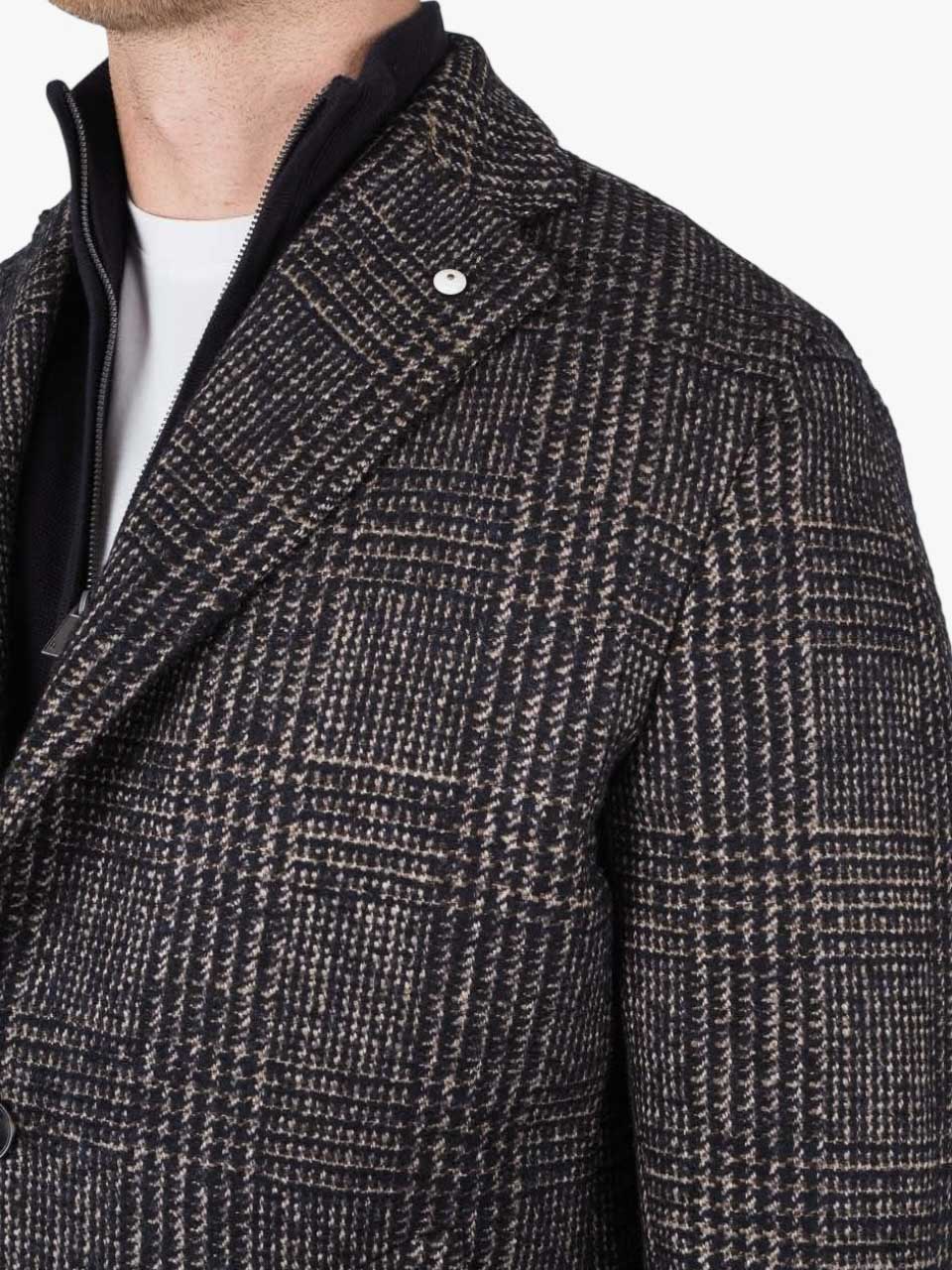 Checked Wool Coat Black/Beige