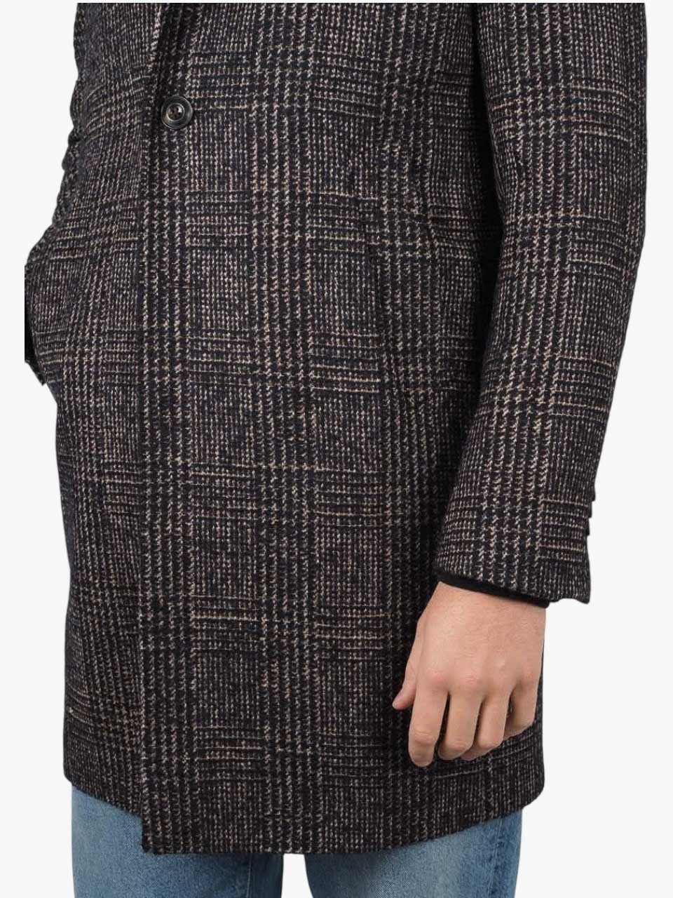 Checked Wool Coat Black/Beige