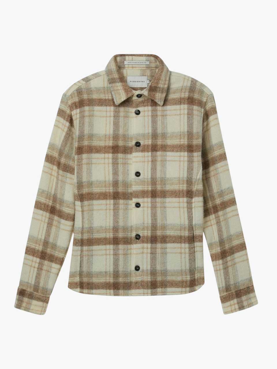 Peregrine Wool Checked Overshirt Beige