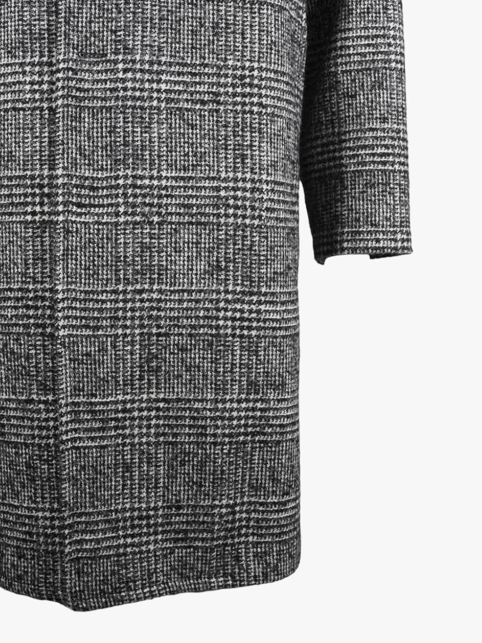 Checked Oversize Wool Coat Grey