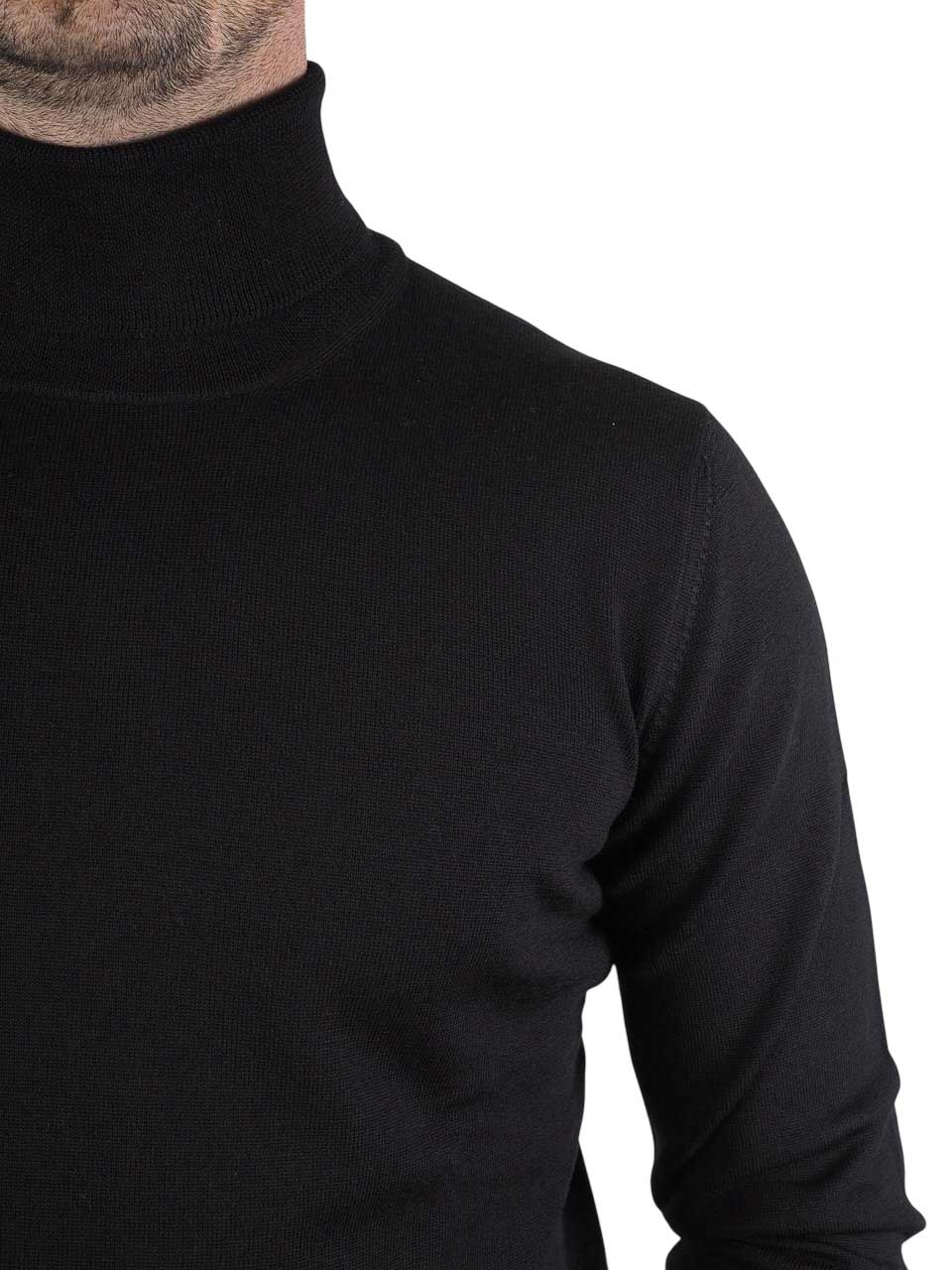 Gran Sasso Merino Wool Turtle Neck Black