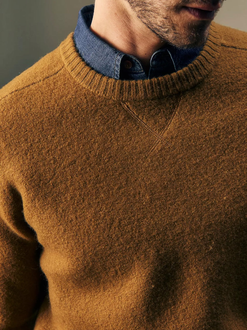 Lee Est. 1889 Gold Regular Boiled Wool Sweater Tobacco