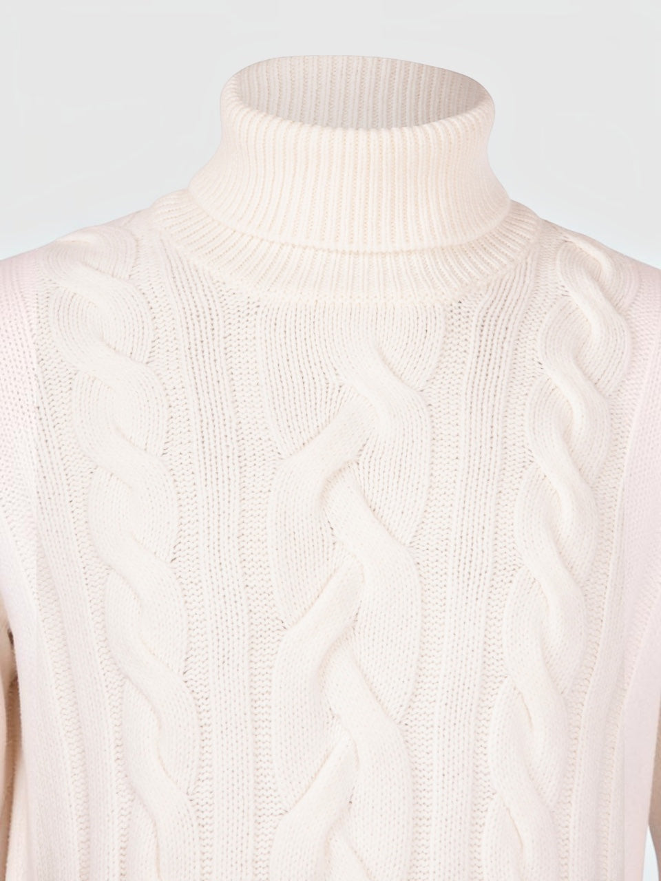 Gran Sasso Cabled Super Geelong Turtleneck White