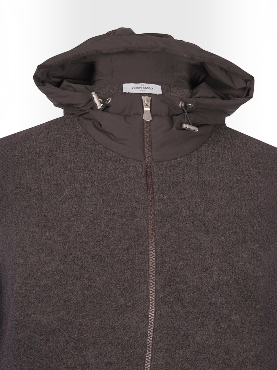 Gran Sasso Eco padding hooded boucle' full zip Brown