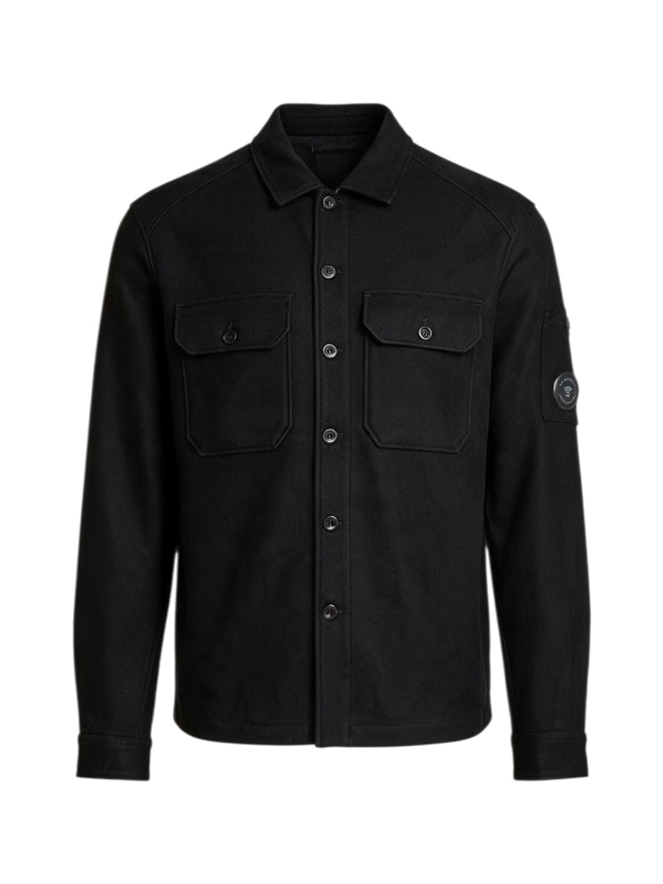 C.P. Company FELTED WOOL LENS BUTTON OVERSHIRT BLACK