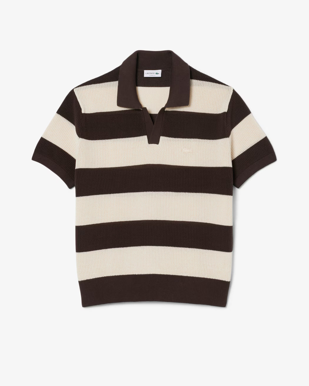 Lacoste Knitted Striped Polo Brown/White