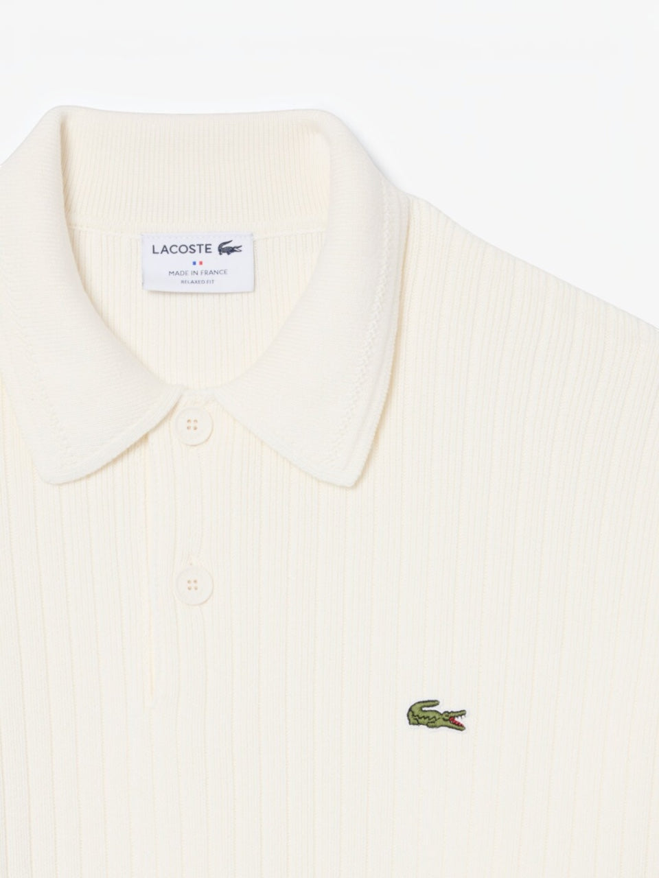 Lacoste French Made Cotton Polo Collar Sweater
