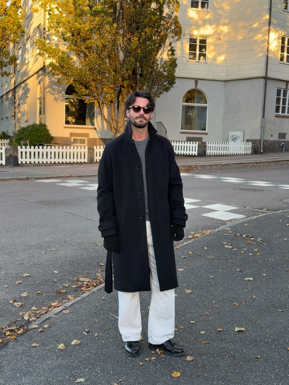 Studio 73 Wool Cashmere Raglan Coat Black