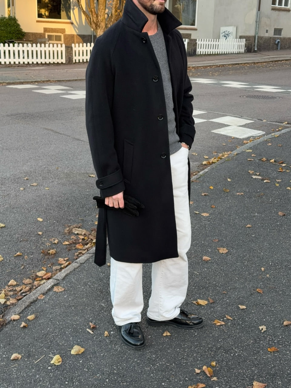Studio 73 Wool Cashmere Raglan Coat Black