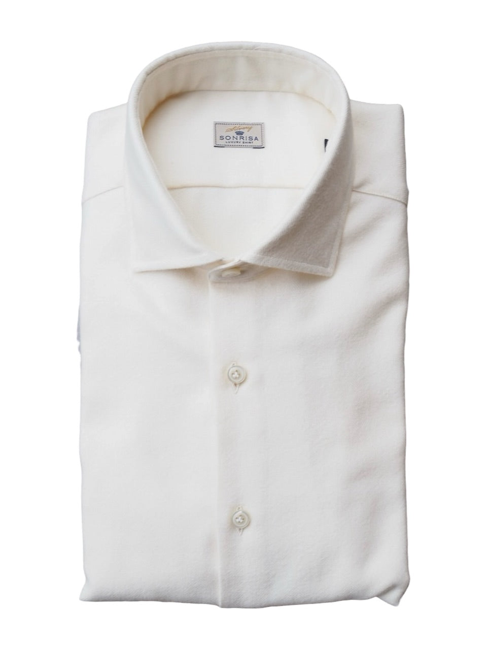 Sonrisa Luxury Herringbone Flannel Shirt Off White