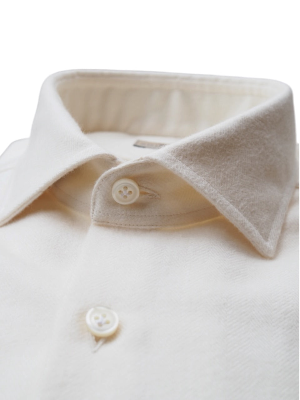 Sonrisa Luxury Herringbone Flannel Shirt Off White