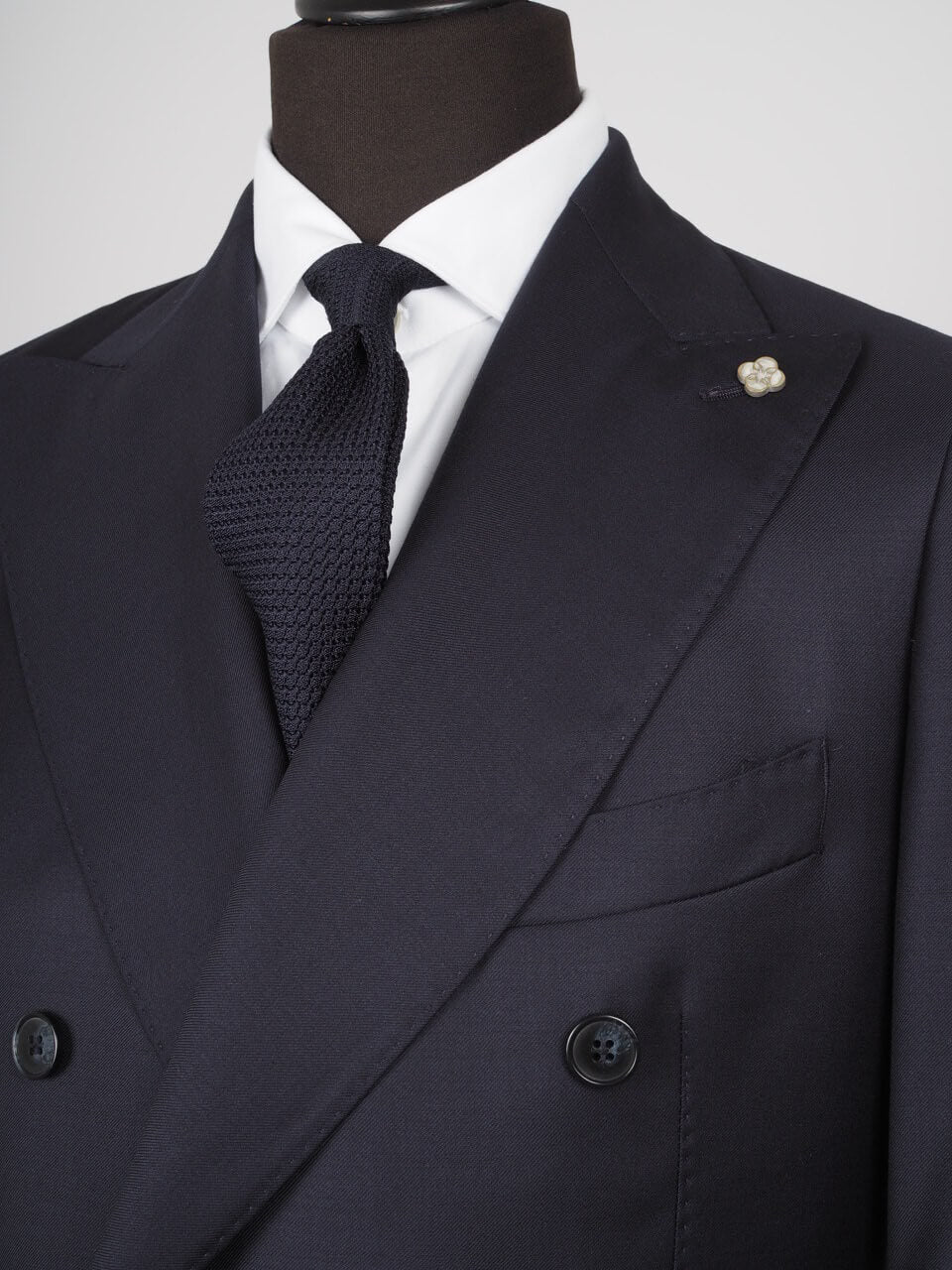Studio 73 DB Wool Jacket With Peak Lapel Navy