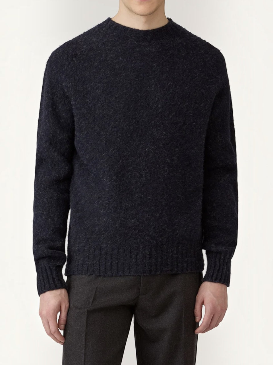 Sunspel Shetland Crew Neck Jumper Navy