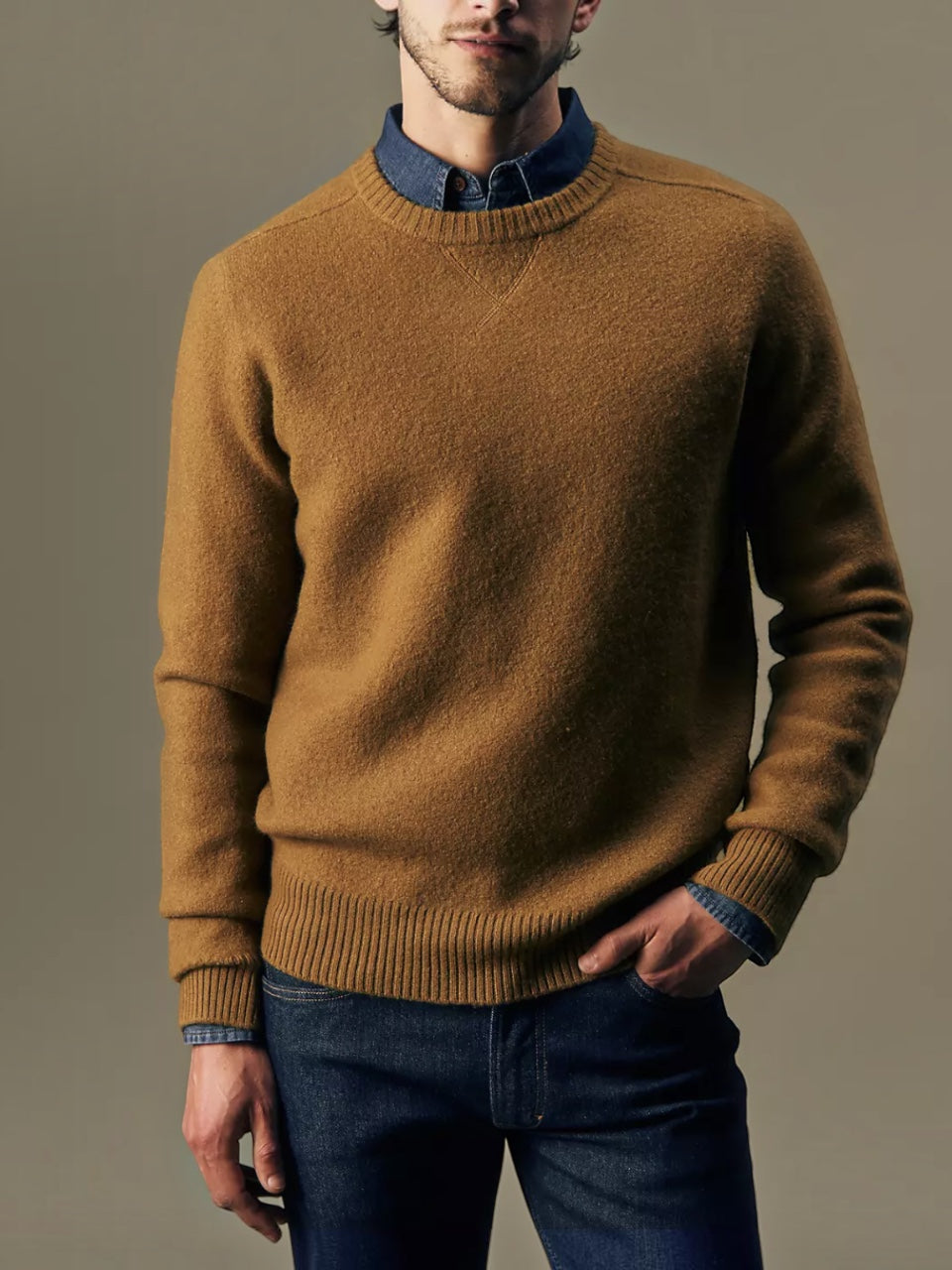 Lee Est. 1889 Gold Regular Boiled Wool Sweater Tobacco