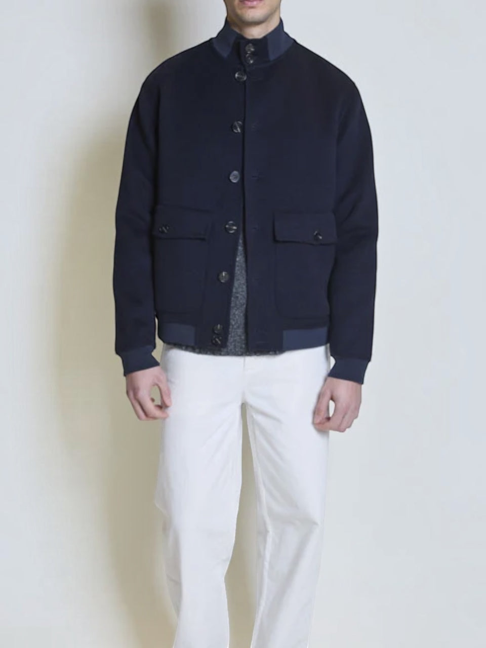 Palto Gaspare Wool Bomber Jacket Navy