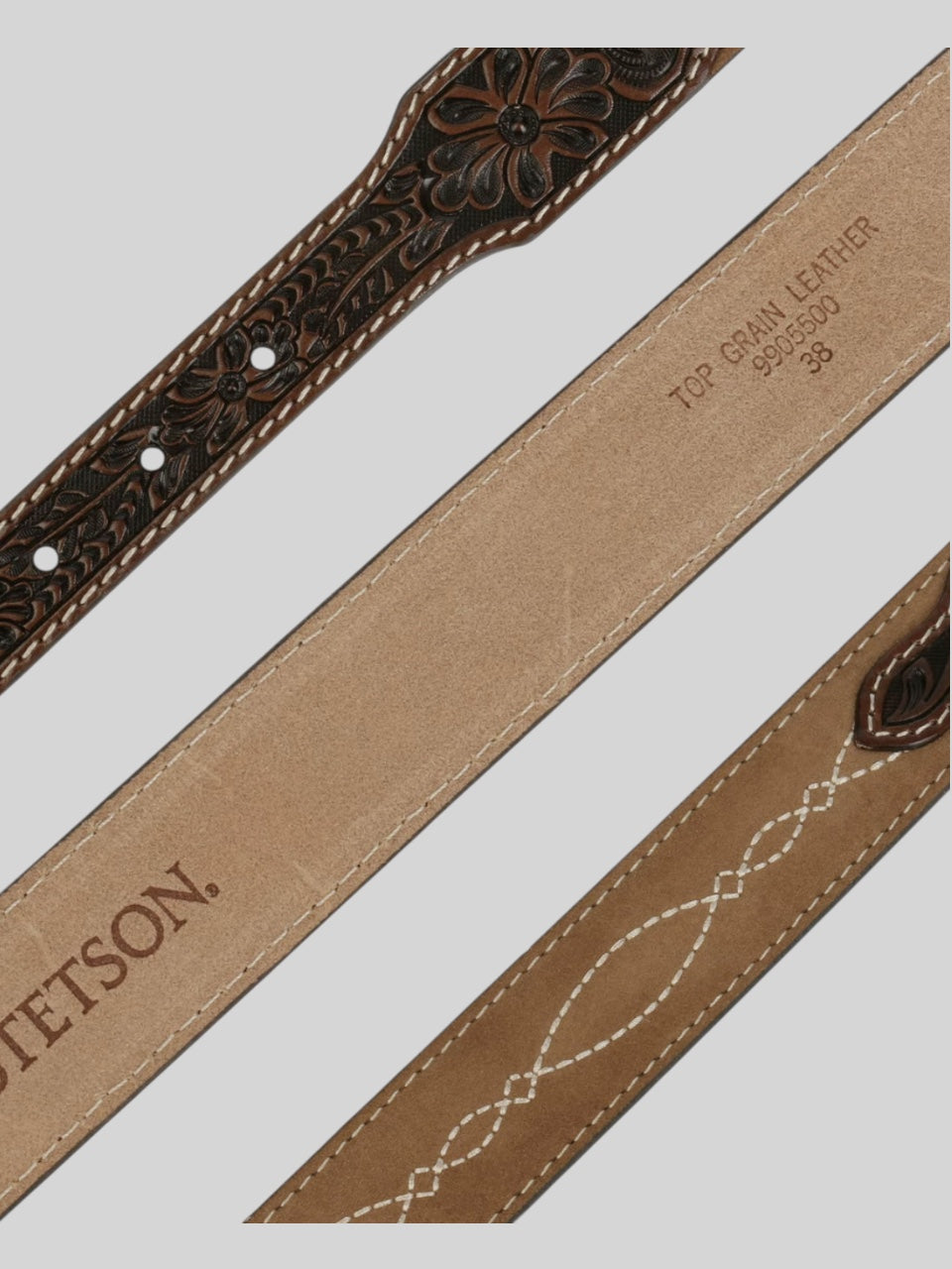 Stetson Tooled Tapered Leather Belt