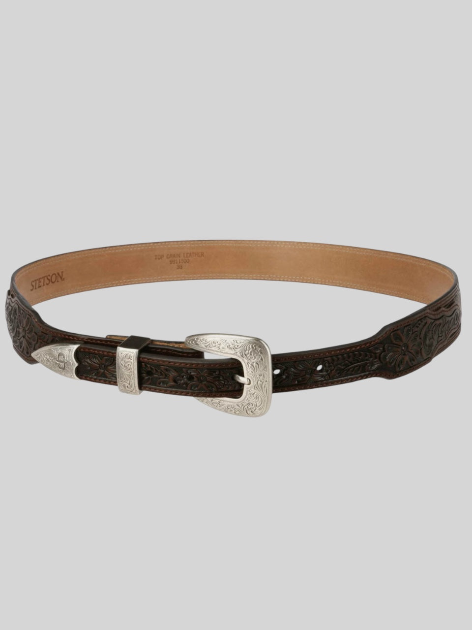 Stetson Croco Print Tooled Leather Belt