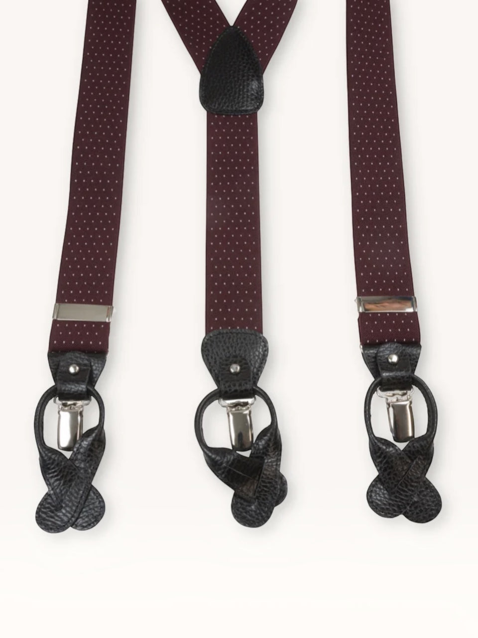 Portia 1924 Exclusive Suspenders Burgundy Dots