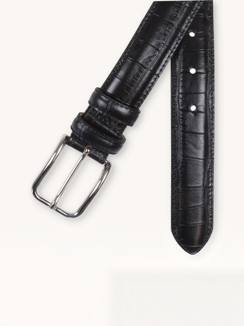 Portia 1924 Croco Leather Belt Black