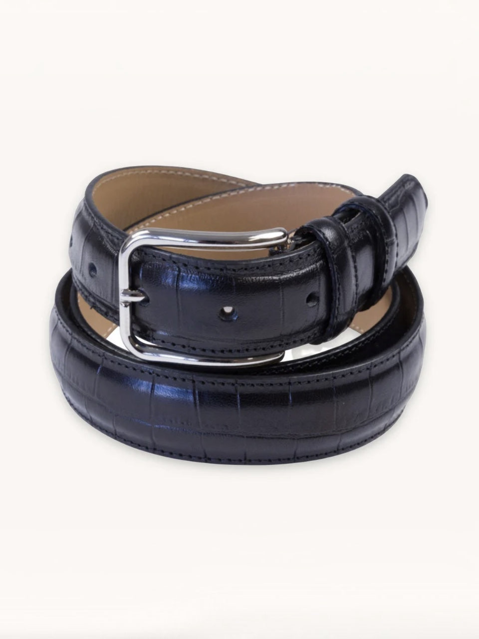 Portia 1924 Croco Leather Belt Black