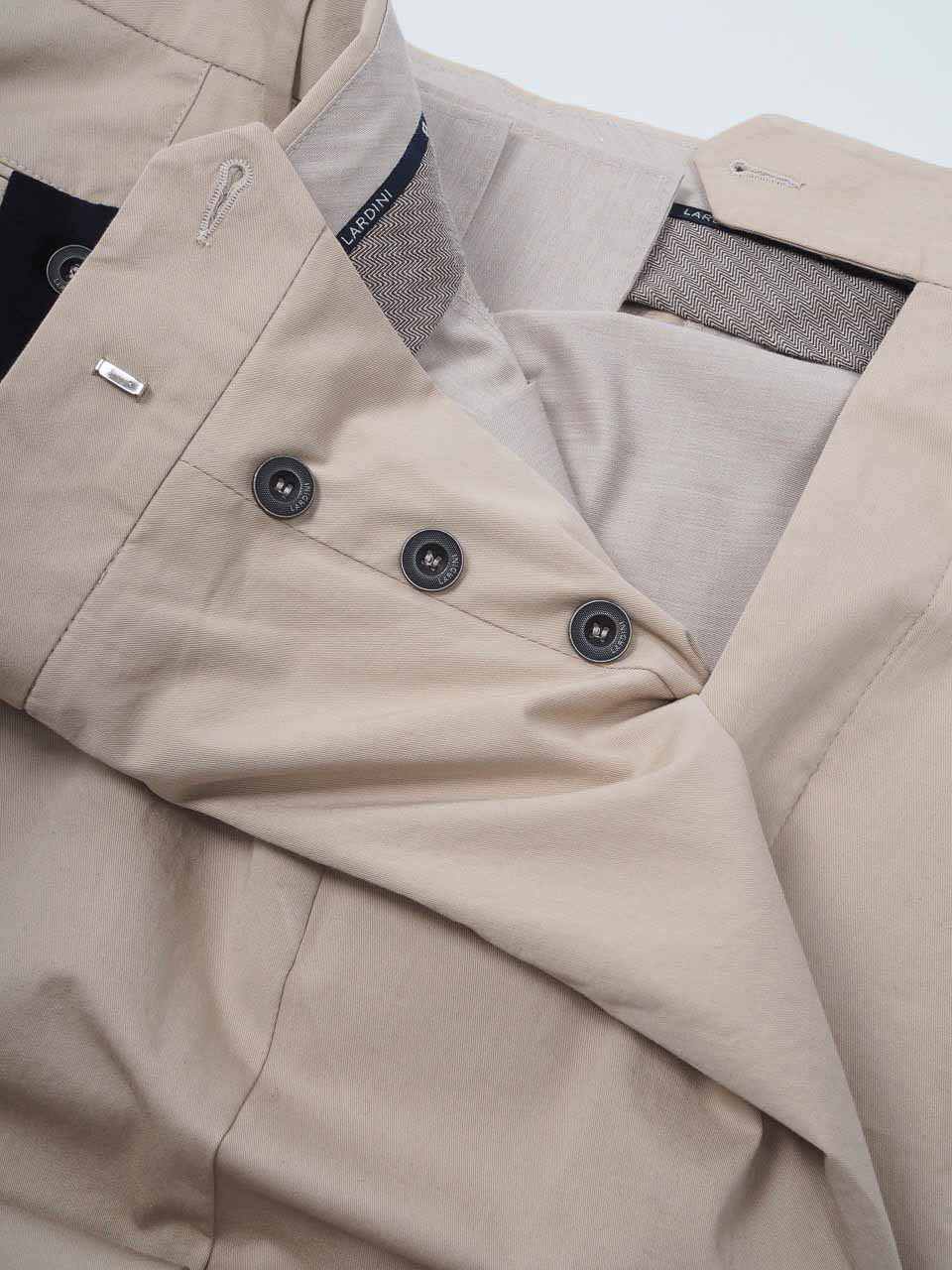 Lardini Washed Cotton Trousers With Pleats Beige