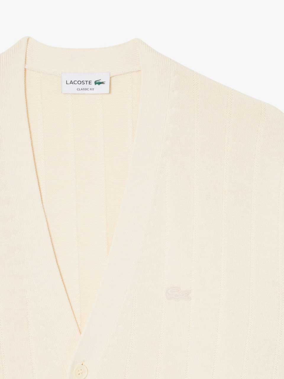 Rib Knit Cotton Blend Cardigan Beige