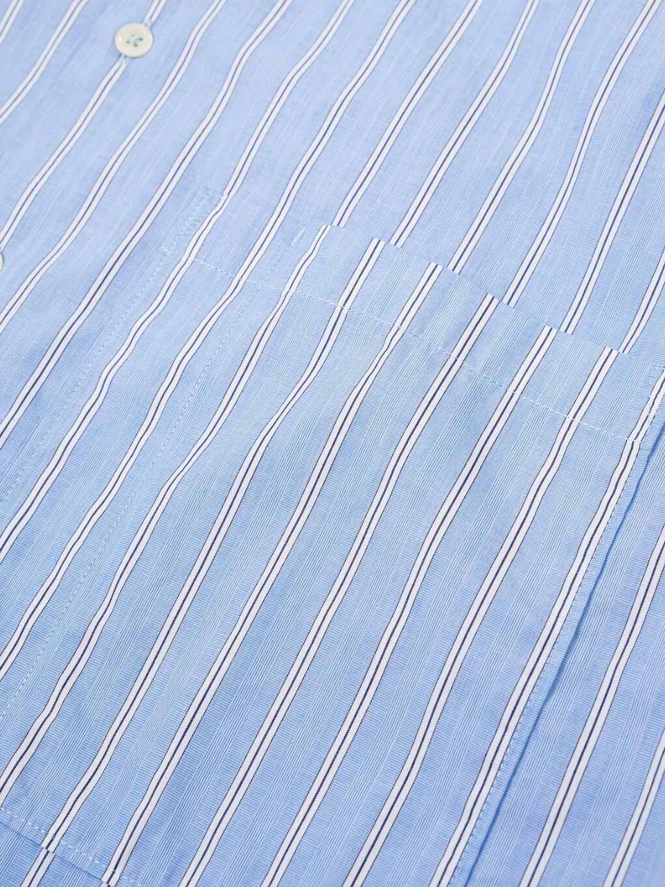 Mc Stripe Square Pocket Shirt Blue