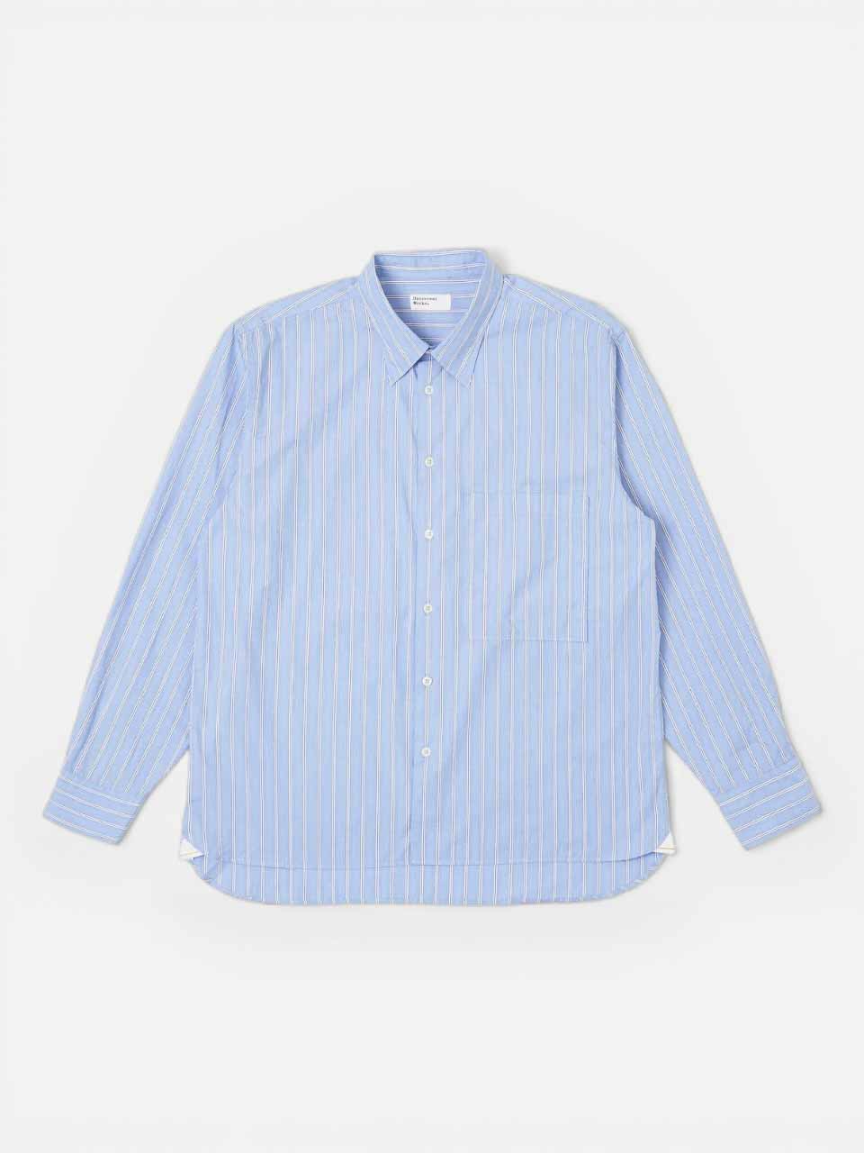 Mc Stripe Square Pocket Shirt Blue