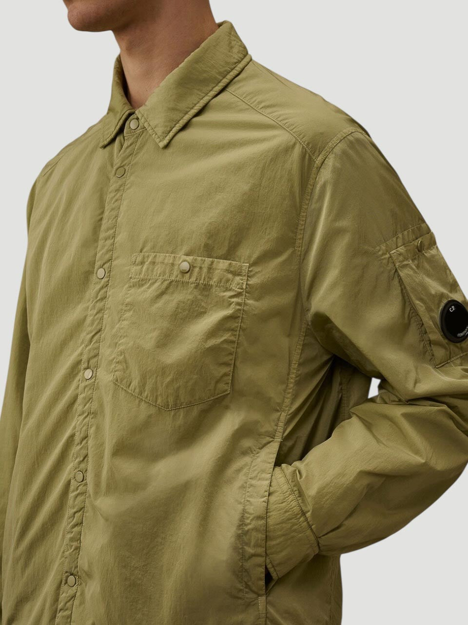 Chrome-R Padded Lens Overshirt Green