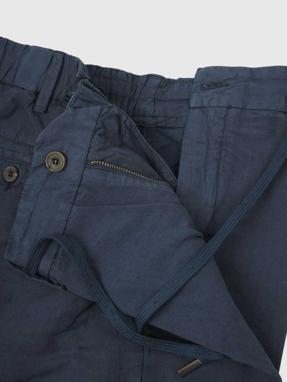 Linen Cotton Shorts Washed Navy