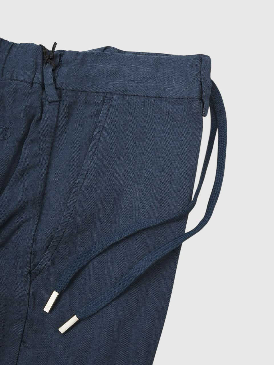 Linen Cotton Shorts Washed Navy