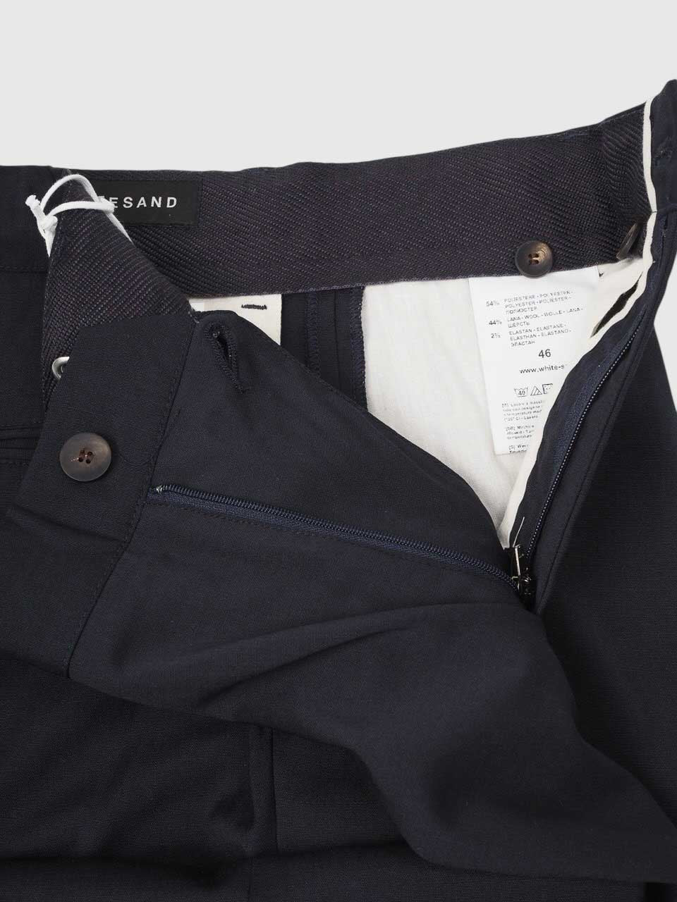 Loose Fit Light Wool Trousers Navy
