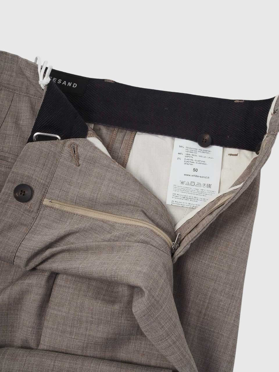 Loose Fit Light Wool Trousers Beige