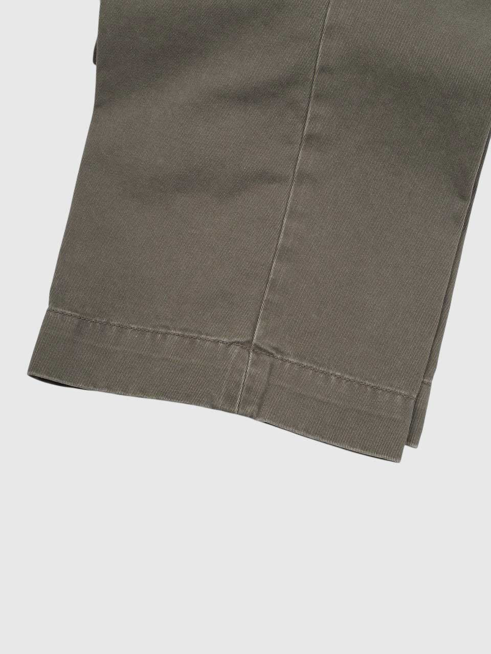 Loose Fit Cotton Trousers Washed Green